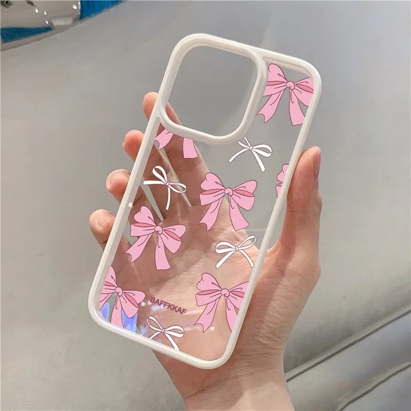 Pink Bowknot Clear Phone Case