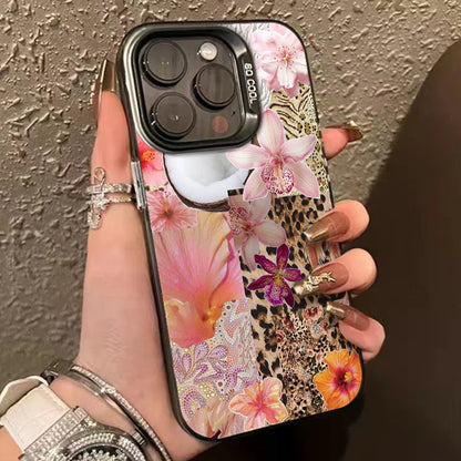 Leopard Print Star Flower Plating Matte Hard Phone Case