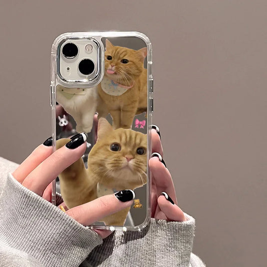 Cute Cat Soft Mirror Phone Case