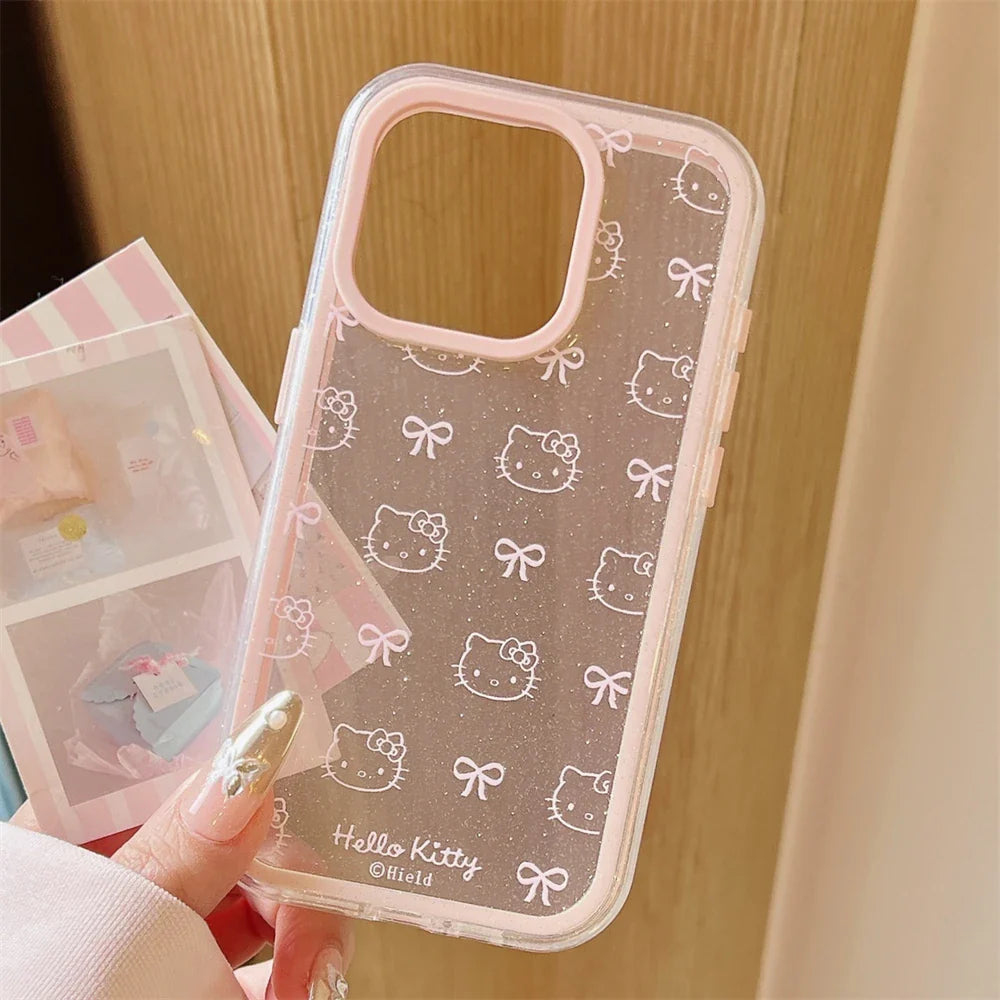 Cute Cartoon Hello Kitty Pet Cat Shockproof Candy Clear Pink Phone Case