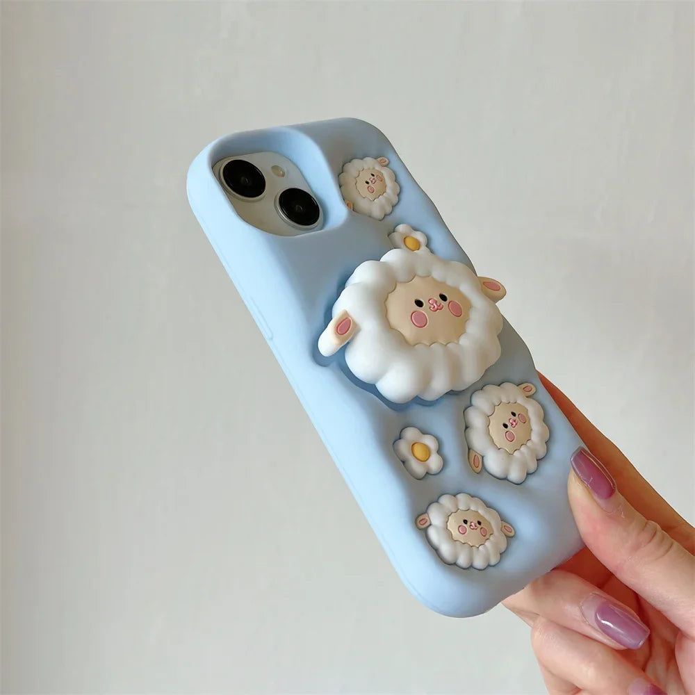Lamb Folding Bracket Soft Rubber Silicone Phone Case
