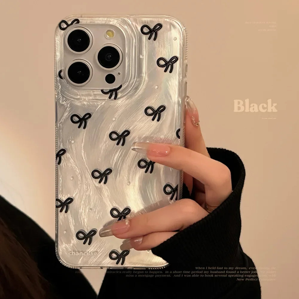 Luxury Laser Silver Bow Phone Case