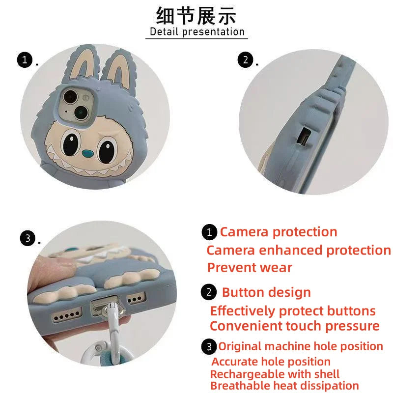 3D Cartoon Kawaii Monster Rabbit Soft Silicone Phone Case For iPhone