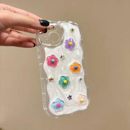 Cartoon Colorful Flower Wave Phone Case for iPhone
