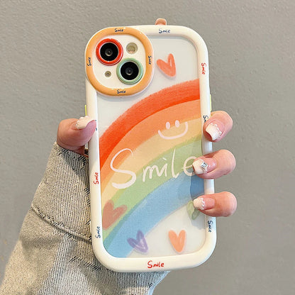 Cute Rainbow Love Heart Smile Shockproof Bumper Back Cover Phone Case