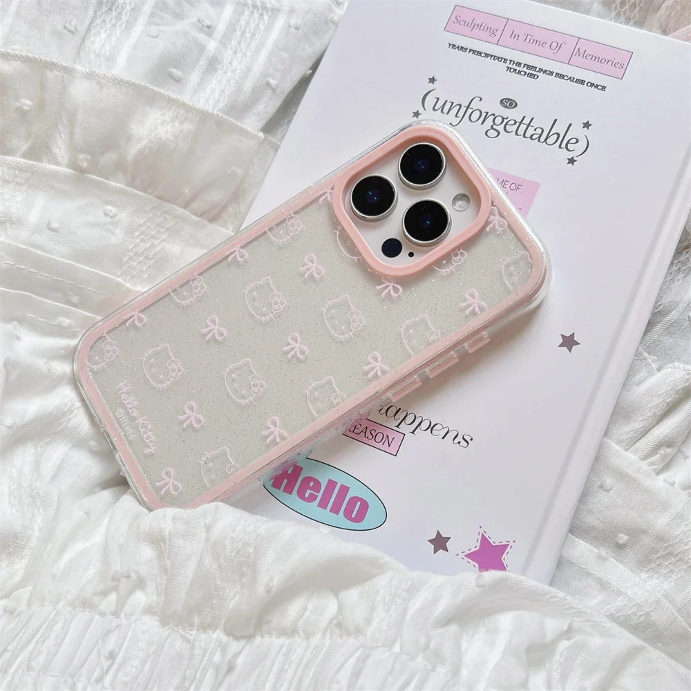 Cute Cartoon Hello Kitty Pet Cat Shockproof Candy Clear Pink Phone Case