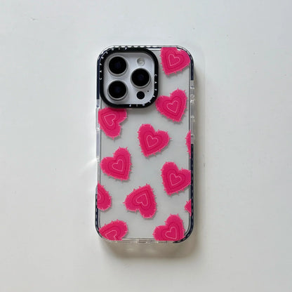 Rose Red Thorny Heart Pattern Transparent Phone Case For iPhone