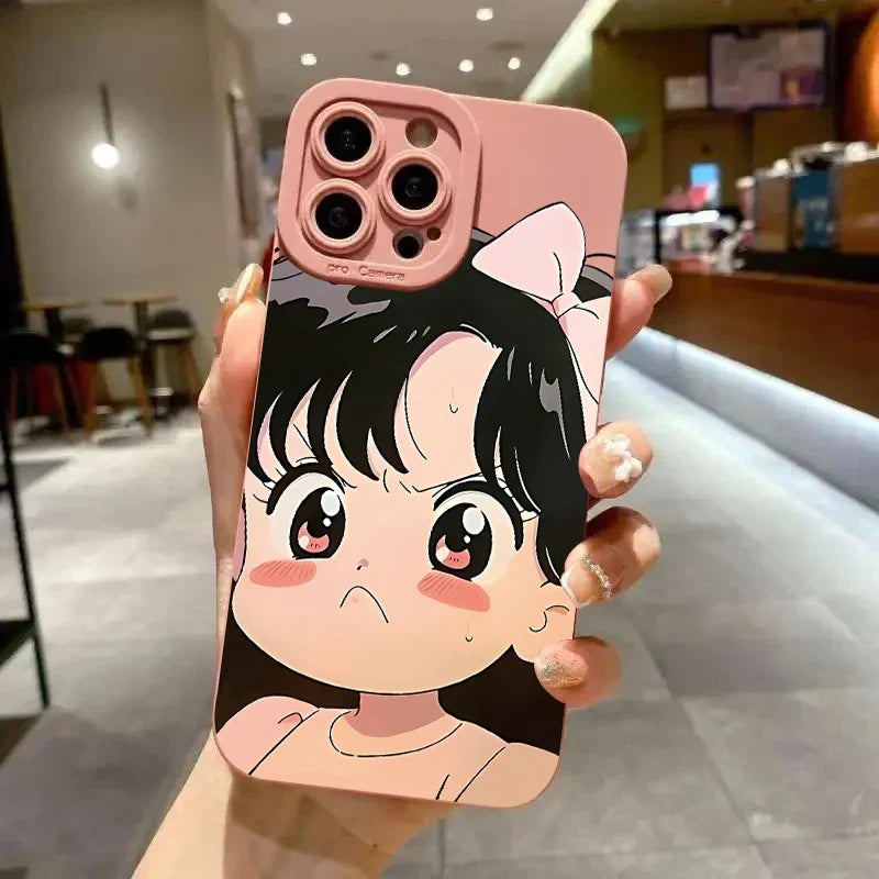 Cute Cartoon Sunglasses Girl Grip Phone Case