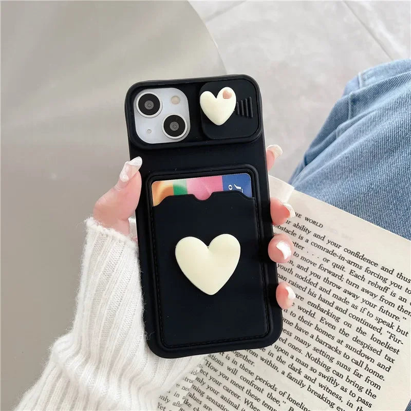 Simple Love Silicone Wallet Card Phone Case