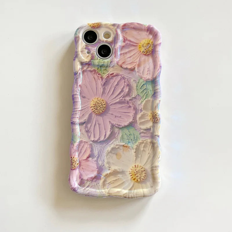 Retro Oil Painting Flowers Phone Case For iPhone
