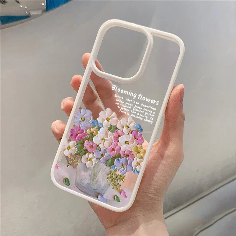 Art Oil Painted Flowers Clear Phone Case