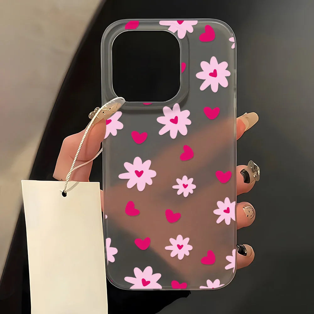 Cute Flower Love Heart Phone Case For iPhone