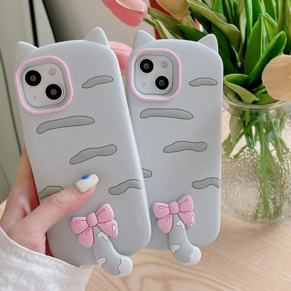 Cartoon Silicone 3d Silhouette Cat Suitable Phone Case