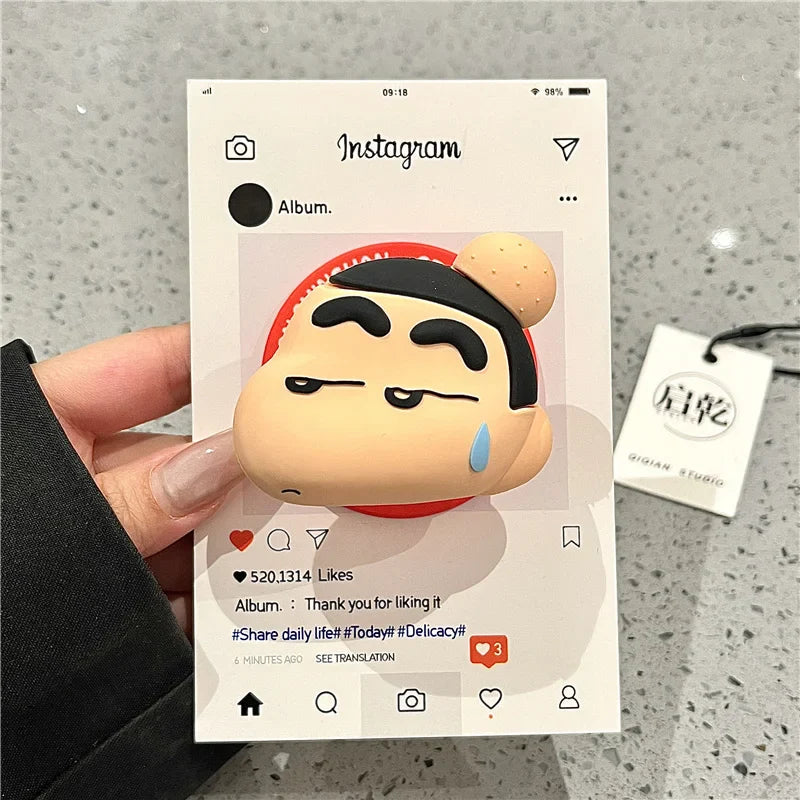 3D Anime Cute Couple Funny Crayon Shin-chan Magsafe Wireless Charge Case For iPhone