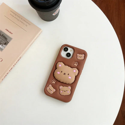 Cartoon Cute Bear Holder Phone Case