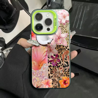 Leopard Print Star Flower Plating Matte Hard Phone Case