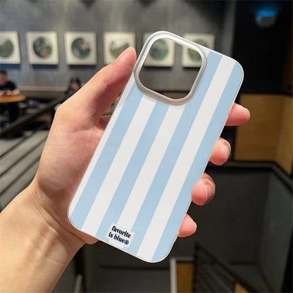 Korean Simple Blue White Stripes Phone Case