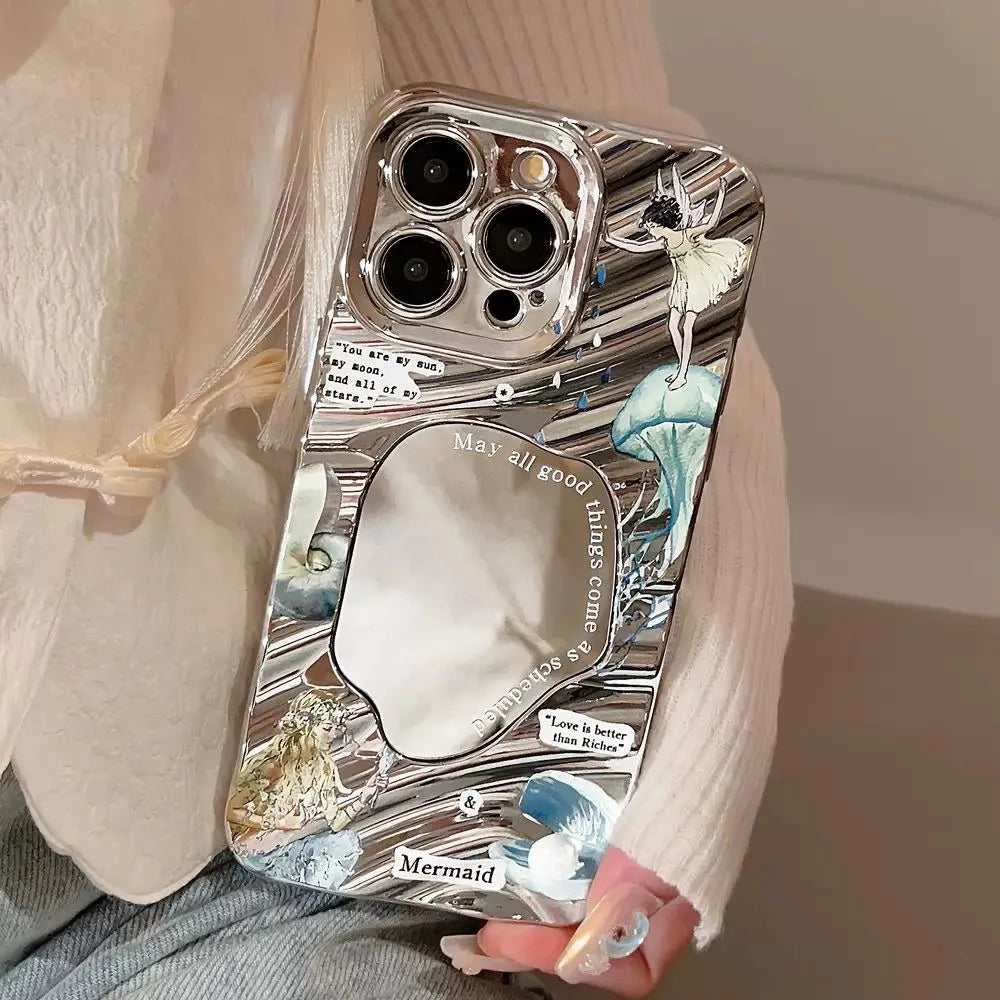 Curly Wave Make Up Mirror Phone Case