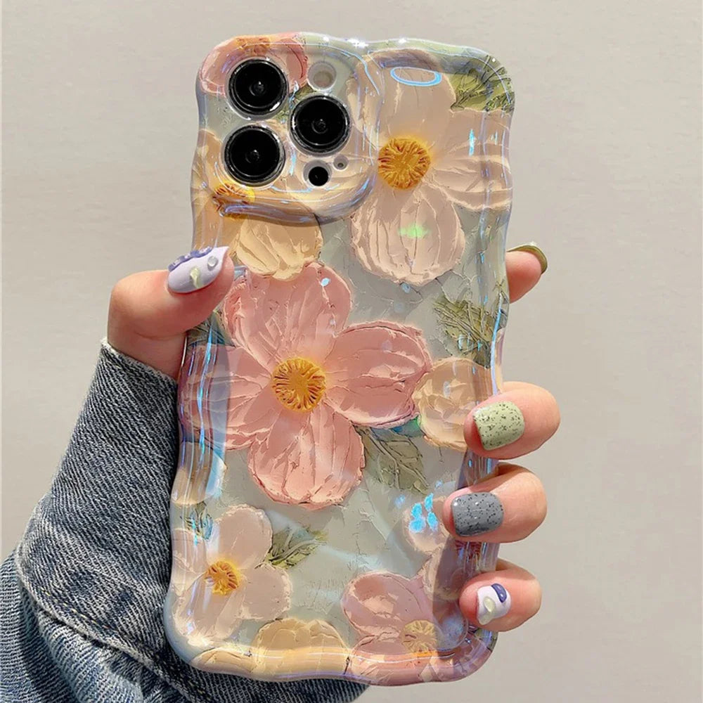 Retro Oil Painting Flowers Phone Case For iPhone
