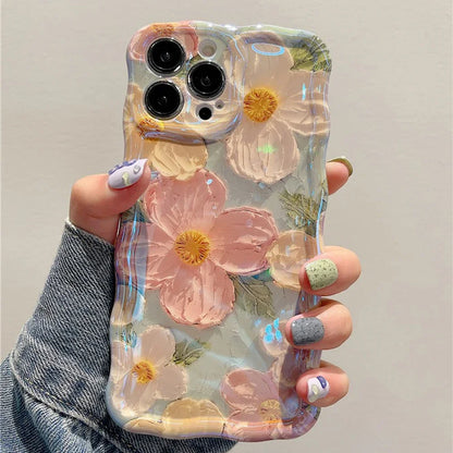 Retro Oil Painting Flowers Phone Case For iPhone