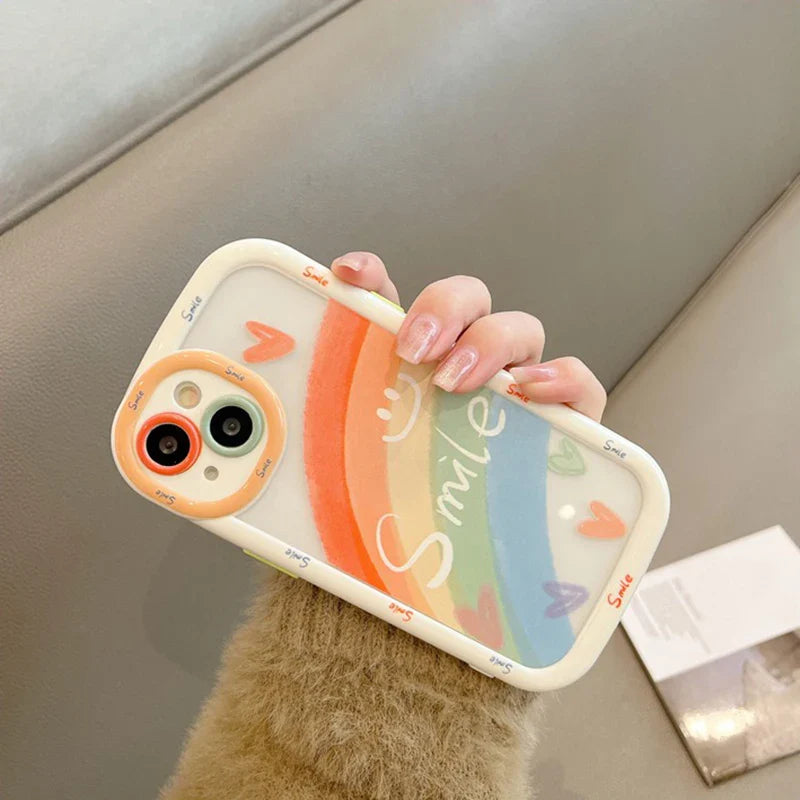 Cute Rainbow Love Heart Smile Shockproof Bumper Back Cover Phone Case