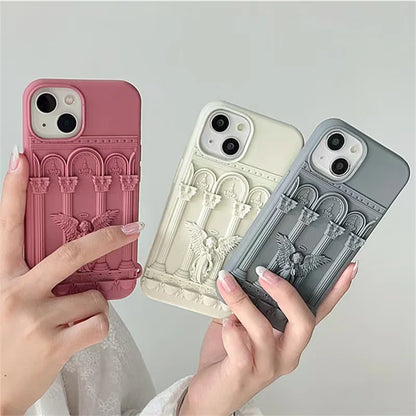 Literature Trendy Retro Artwork 3D Angel Statue Phone Case