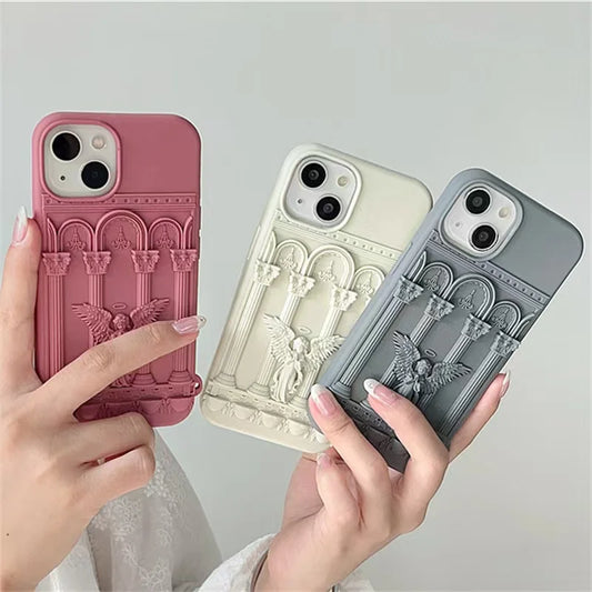 Literature Trendy Retro Artwork 3D Angel Statue Phone Case