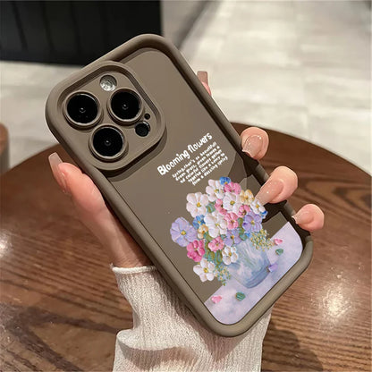 Luxury Soft Flowers Leather Phone Case