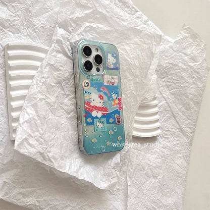 Y2k Girl Ins Summer Blue Oceans HelloKitty Cats Phone Case