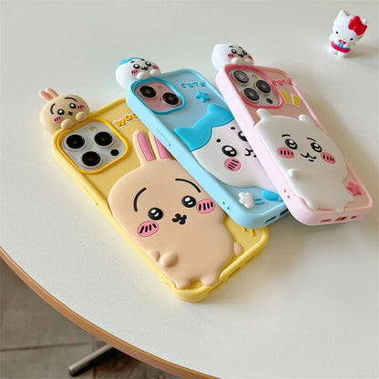 Cartoon Cute Chiikawa Hachiwares Usagis Stereoscopic Phone Case