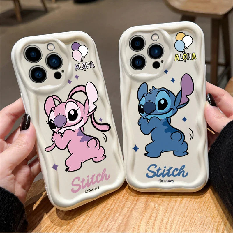 Disney Stitch Angel Lovers Phone Case For iPhone
