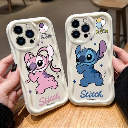 Disney Stitch Angel Lovers Phone Case For iPhone