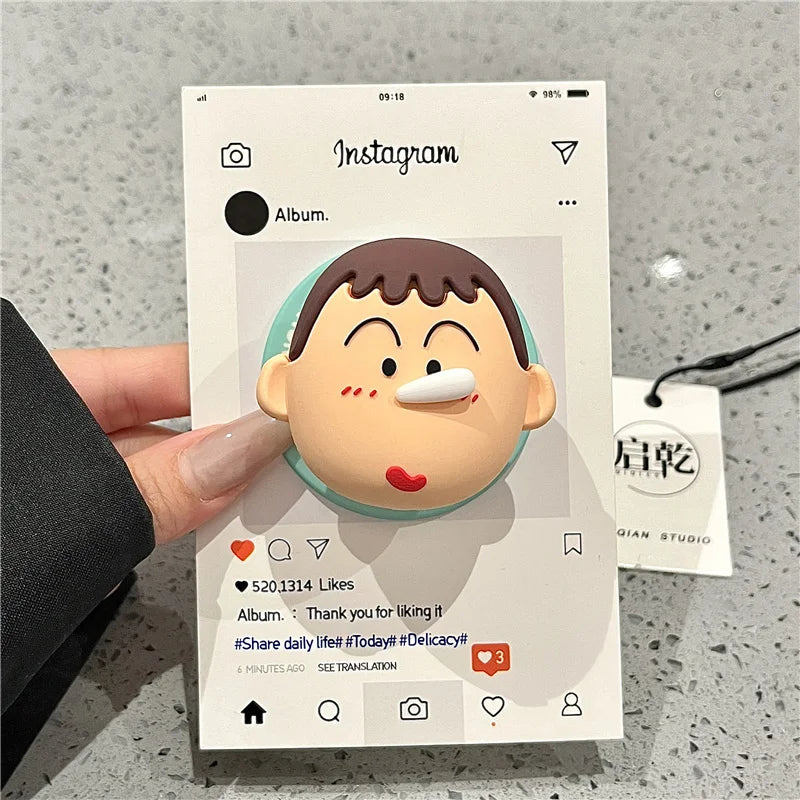 3D Anime Cute Couple Funny Crayon Shin-chan Magsafe Wireless Charge Case For iPhone