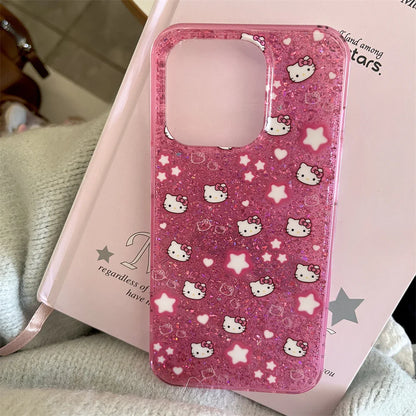 Bling Glitter Stars Hello Kitty Phone Case