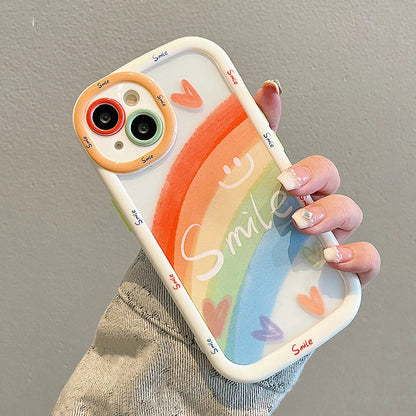 Cute Rainbow Love Heart Smile Shockproof Bumper Back Cover Phone Case