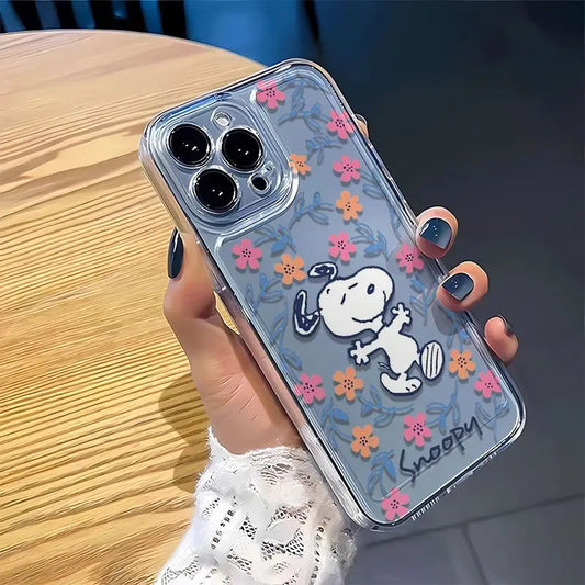 Black Flower Snoopy Cute Creative Phone Case
