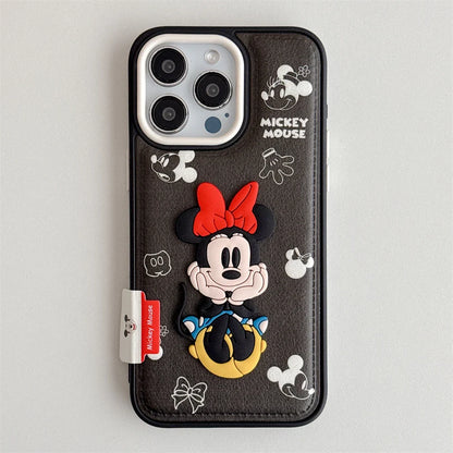Disney Mickey Minnie Mouse Cute Leather Phone Case