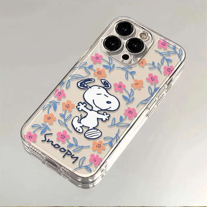 Black Flower Snoopy Cute Creative Phone Case