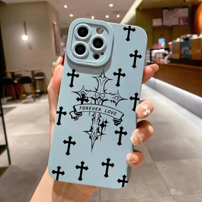 Luxury Black Cross Print Phone Case