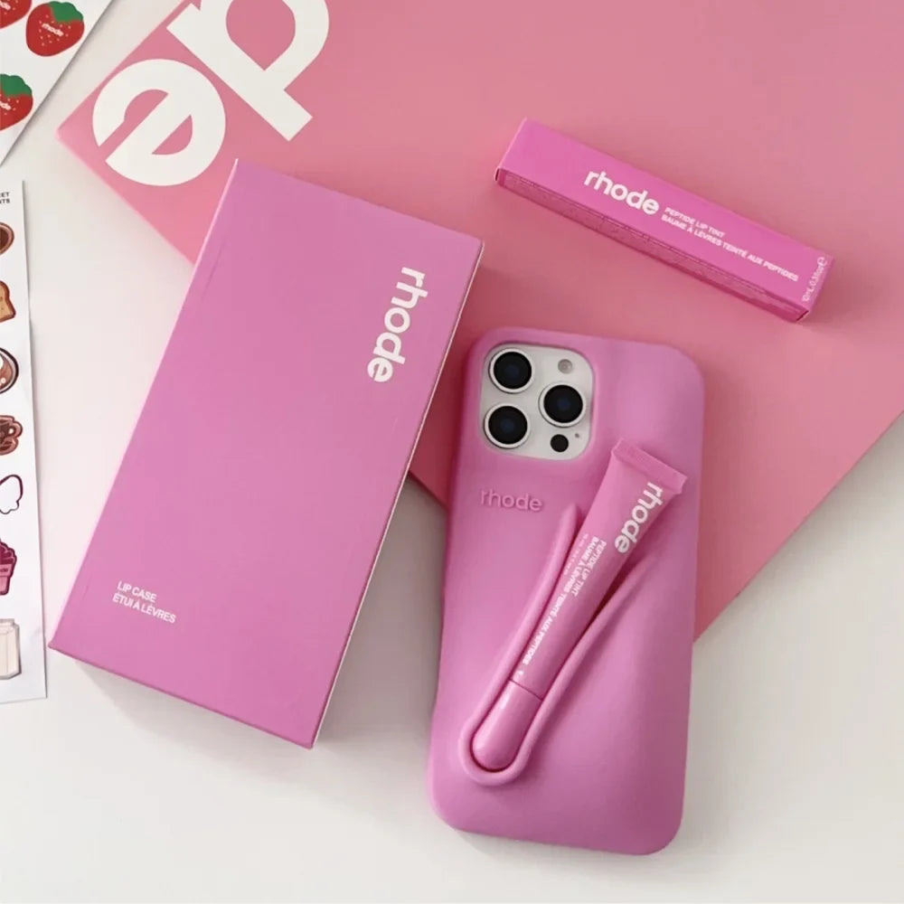 4 Piece Gift Set Rhode Lip iPhone Case With Shopping Bag