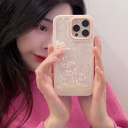 Cute Quicksand Pink Hello Kitty Phone Case
