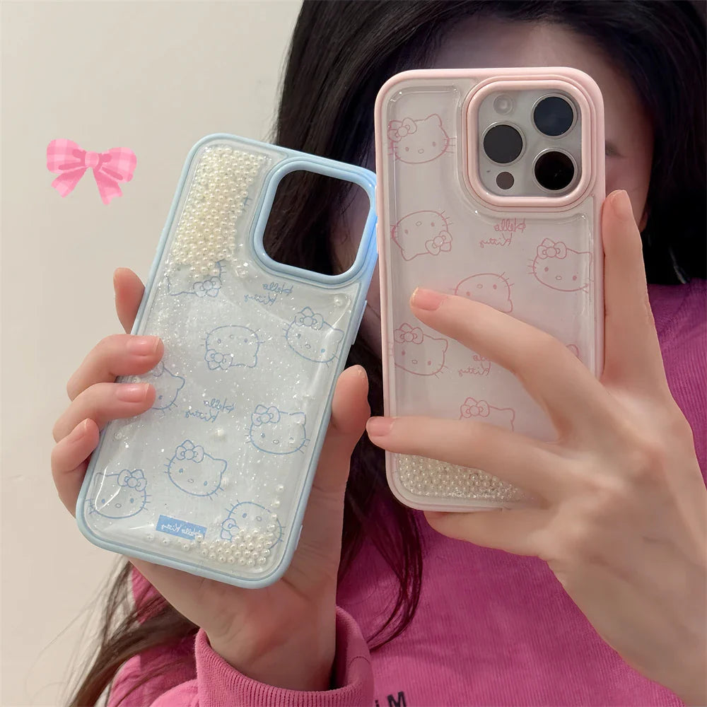 Cute Quicksand Pink Hello Kitty Phone Case