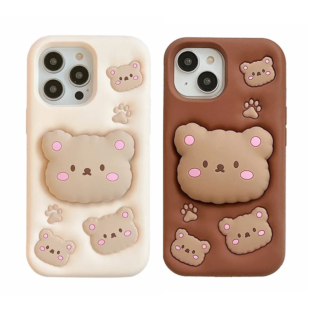 Cartoon Cute Bear Holder Phone Case