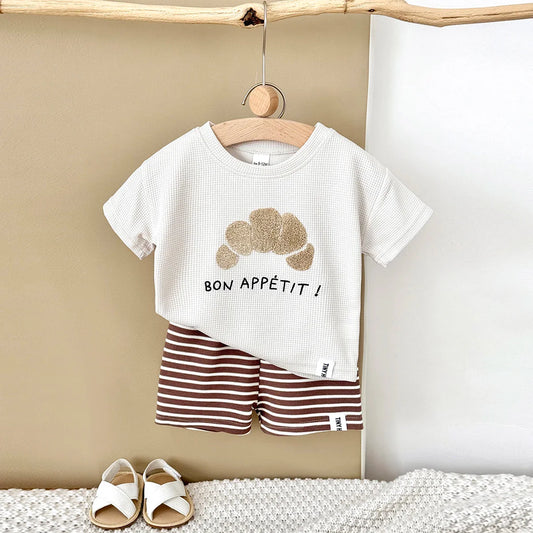 Boys Waffle T-shirts Shorts Set