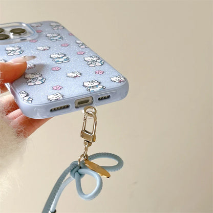 Blue Lovely Hello Kitty Baby Glitter Phone Case