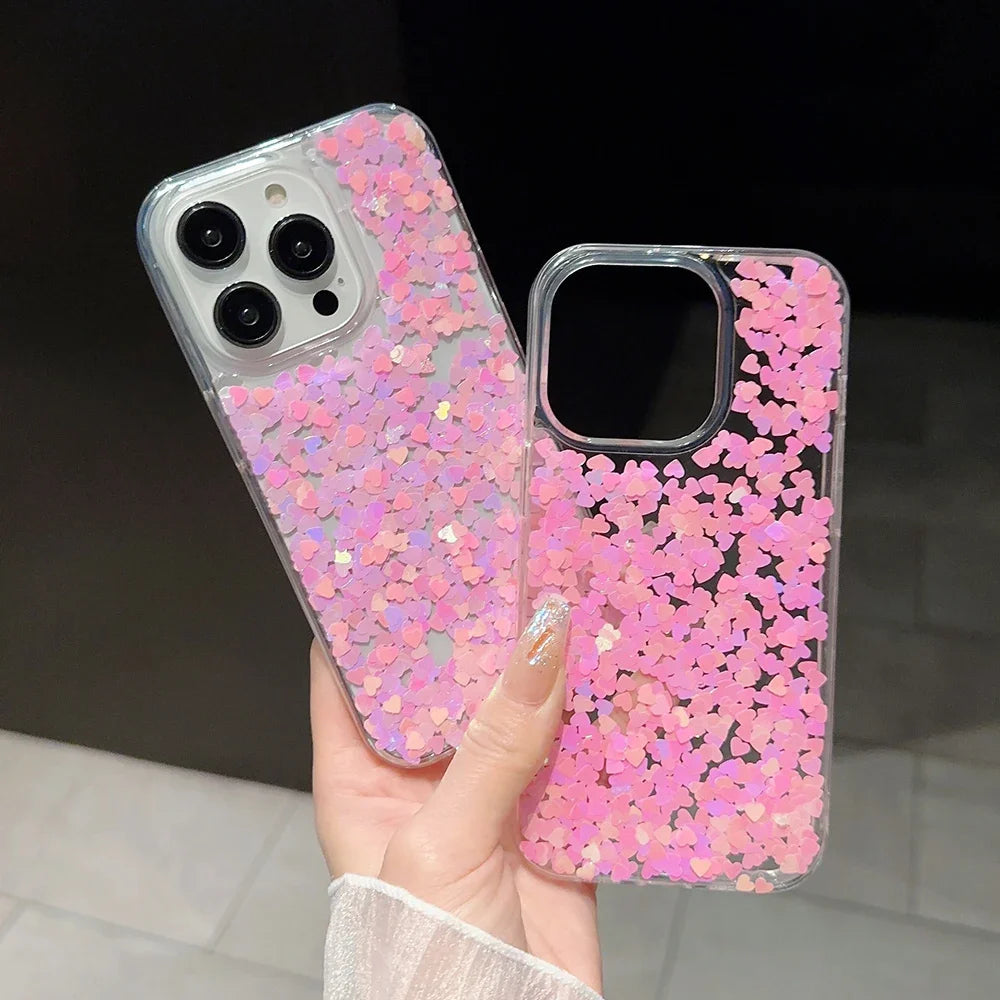 Pink Love Sequin Paillette Phone Case
