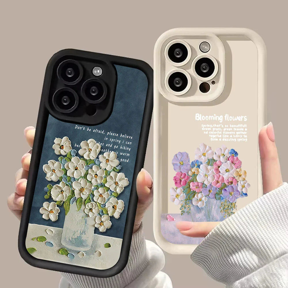 Luxury Soft Flowers Leather Phone Case