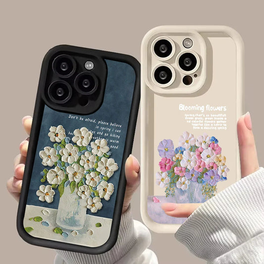Luxury Soft Flowers Leather Phone Case