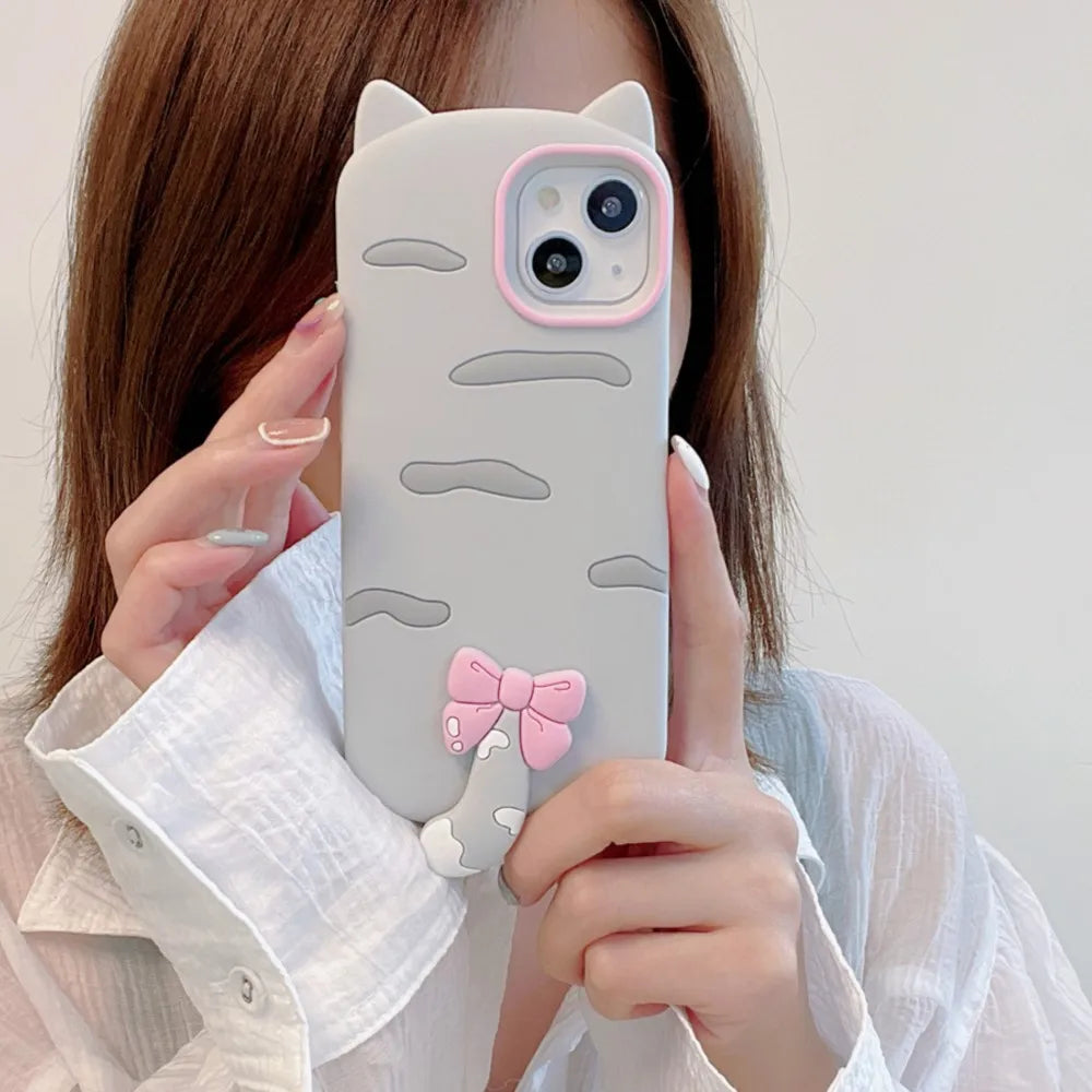 Cartoon Silicone 3d Silhouette Cat Suitable Phone Case
