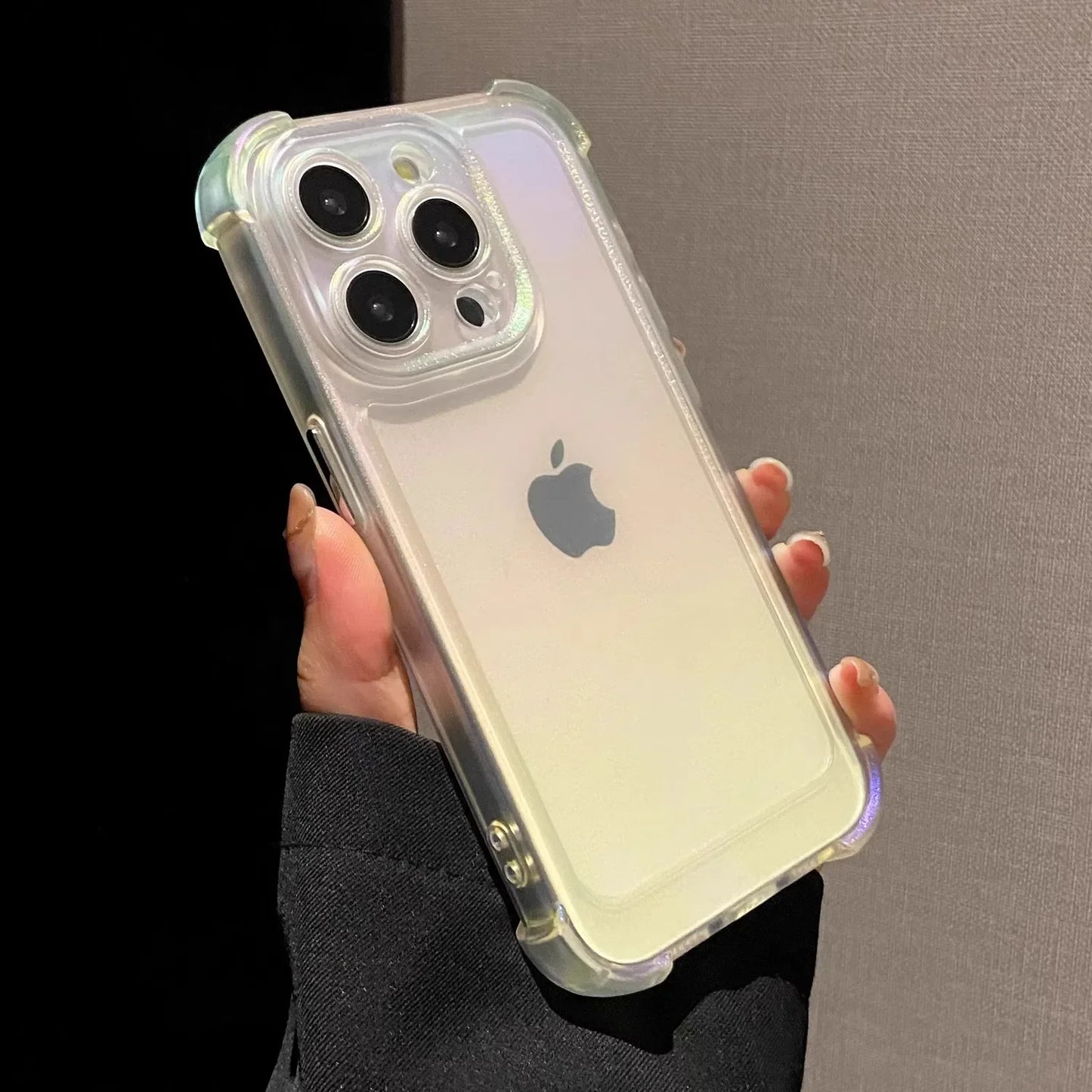 Luxury Laser Rainbow Transparent Matte Phone Case